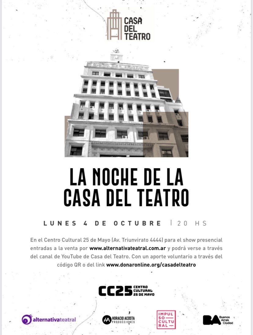 Hoy todos al <a href="/teatro25demayo/">Teatro 25 de Mayo</a> a colaborar con La Casa del Teatro