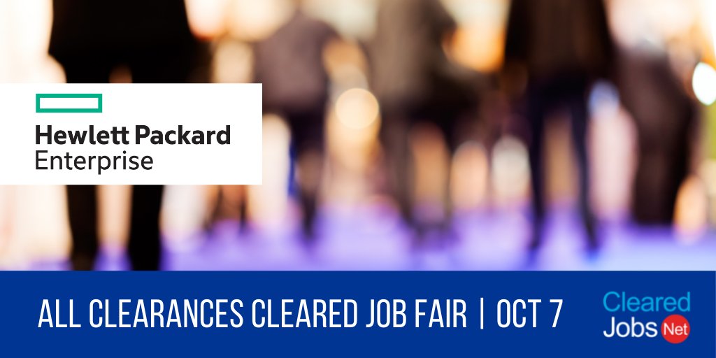 ClearedJobsNet's tweet image. Talk to @HPE_Careers at the October 7 All Clearances #ClearedJobFair clearedjobs.net/job-fair-compa… #ComputerSystemsAnalyst #LinuxSystemAdmin