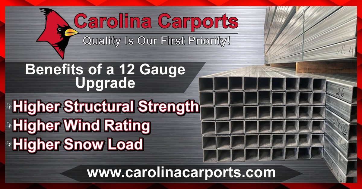 Not sure if you should upgrade to 12 Gauge? 🤷‍♀️🤷 Here are a few of the many benefits of this strong 💪steel: #cci #carolinacarports #qualityisourfirstpriority #steel #metal #metalbuildings #metalbuilding #steelbuildings #steelbuilding #metal #steel #strong