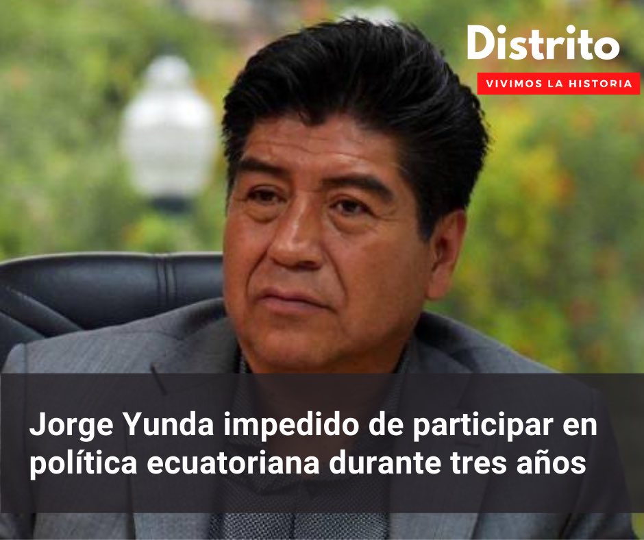 DistritoEc's tweet photo. ⭕️ ATENCIÓN
El exalcalde de #Quito, Jorge #Yunda deberá pagar una multa por 50 salarios básicos unificados y renunciar a sus derechos de participación política durante tres años, así lo ordenó el juez del #TCE, Ángel Torres.
#DistritoEC
#Noticias
#Ecuador
#Viral https://t.co/CtDubesftE