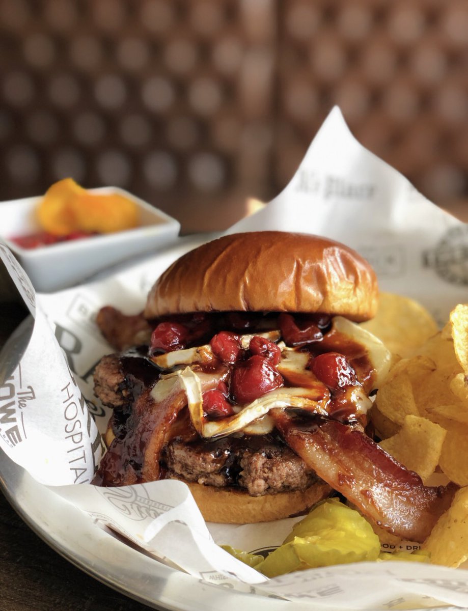 Burger Monday! $5 off any burger, all day! Grab our 819 Old Fashioned burger - apricot spicy jam, Brie, thick cut bacon, caramelized bourbon cherries! #burgerporn #burgerspecials #burgerdeal