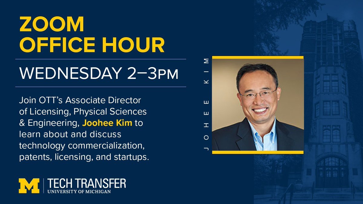 Innovation Partnerships (@innovpartner) on Twitter photo Don't forget to log in for virtual office hours with <a href="/a2joohee/">Joohee Kim</a> on 10/6 from 2-3 pm at umich.zoom.us/j/9083482985 Don't forget to log in for virtual office hours with <a href="/a2joohee/">Joohee Kim</a> on 10/6 from 2-3 pm at umich.zoom.us/j/9083482985