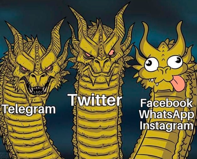 healthy_pockets's tweet photo. Las redes sociales del mundo #Crypto  vs el resto 😅😂

#Twitter #instadown #WhatsApp #facebookdown #Telegram https://t.co/R5dWynEZRh