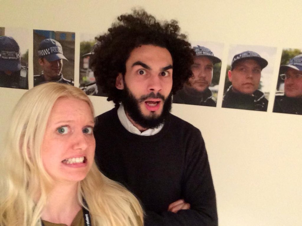 This selfie came up in my Facebook memories today. 7 years ago I put together a student exhibition on protest and policing. Portraits of Met coppers, taken by @lou_macnamara, while she was inside a kettle, encircled the whole room. Scary then, scary now..