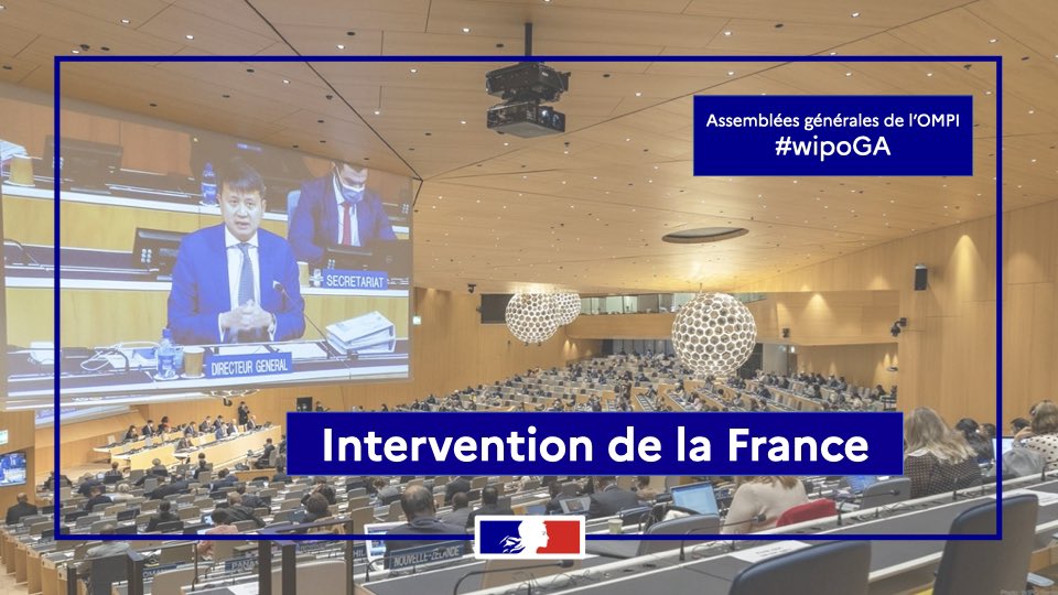 FranceONUGeneve's tweet photo. A l’AG de l’OMPI ( #wipoGA ), la France a rappelé son attachement à une propriété intellectuelle au service de l’innovation et de la créativité basée sur les quatre Unions qui constituent l’architecture fondamentale de notre système de protection.
👉https://t.co/bHVLjtdLhU https://t.co/Um90rD41po
