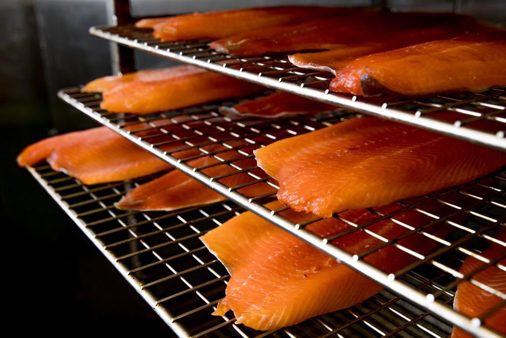 #smokedsalmon and #smokedtrout just out the smoker! Will leave it to rest, slice, pack and then it’s ready for you! tobermoryfish.co.uk order yours here ⬆️