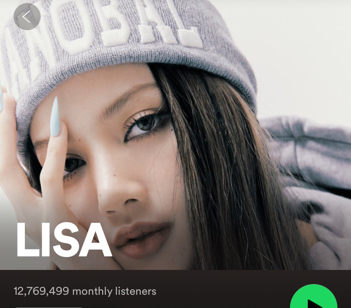 CHARTS_LISA's tweet photo. #LISA now holds the title of the Highest Peaking monthly listeners by a K-pop soloist on Spotify and the 2nd K-pop female act overall after reaching a new peak of 12,769,499 monthly listeners in just 24 days. https://t.co/TXx5JK32PP