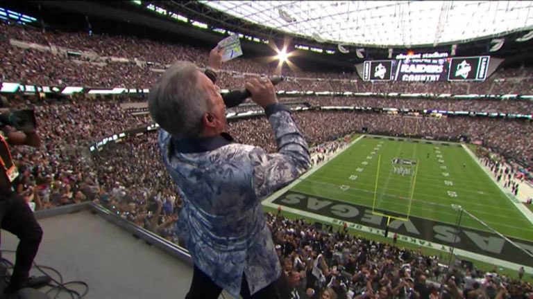papadispatch's tweet photo. Yeah your #NFL team may be cool but are they getting introduced by Bruce Buffer at their home opener cool?

Easily my favorite moment of the #Raiders season so far. https://t.co/rRsF421HHC