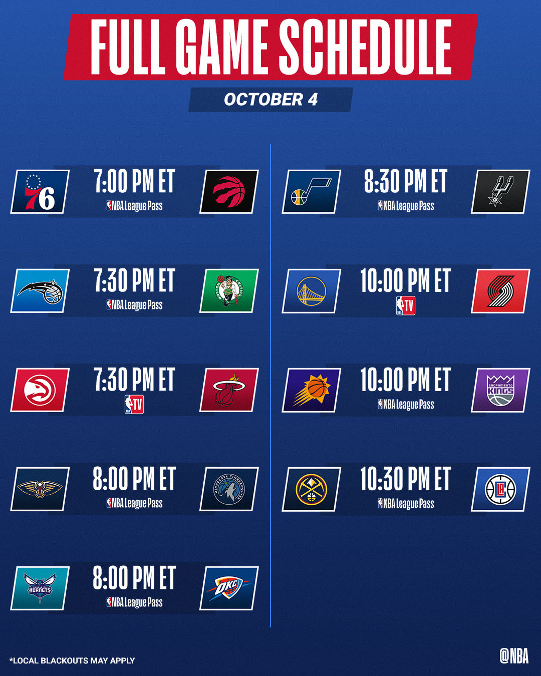 nba league pass games tonight