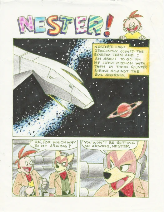 Lastly, in a somewhat related subject, I made a 5 page Nester comic, which I've shared here before, with printer paper and colored pencils when I was around 19 I think. Its pretty fun and definitely a big reference to NP magazine.  /6 