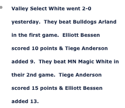 CV_Select's tweet photo. Valley Select White went 2-0 yesterday in Fall League.  Tiege Anderson played very well and Elliott Bessen made big plays when the team needed him to. https://t.co/8AZG9LIQDd