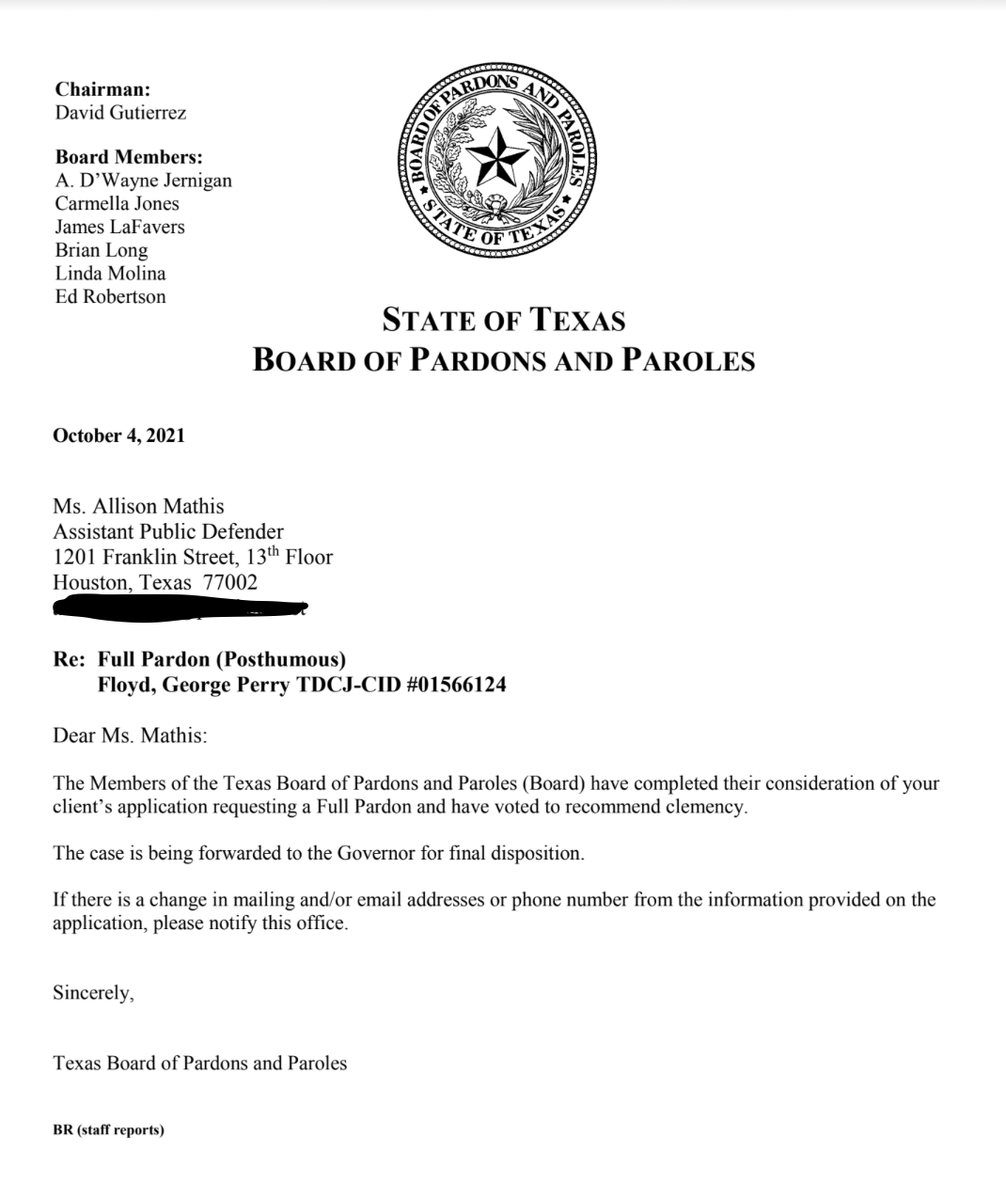 keribla's tweet photo. #BREAKING The Texas parole board just recommended posthumous clemency for #GeorgeFloyd. 

This is for the 2004 drug charge he got in Houston, when he was arrested by a cop now accused of fabricating informants.

Now, the decision moves to @GovAbbott.

https://t.co/NvfljUbgXb https://t.co/DvJ8DAg4Ns