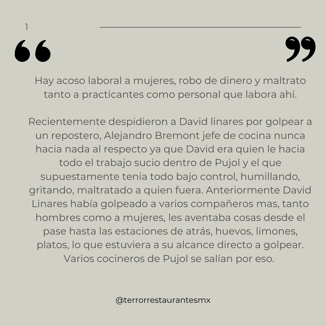 TerrorRestMX's tweet photo. Es muy probable que mañana vuelvan a nombrar a @pujolrestaurant como uno de los mejores restaurantes del mundo. 

No ha sido un año fácil para @enriqueolvera en cuanto a que se destaparon los abusos en su famoso lugar. Recopilamos algunos testimonios que ya hemos publicado. https://t.co/Ii2H8fxUUG