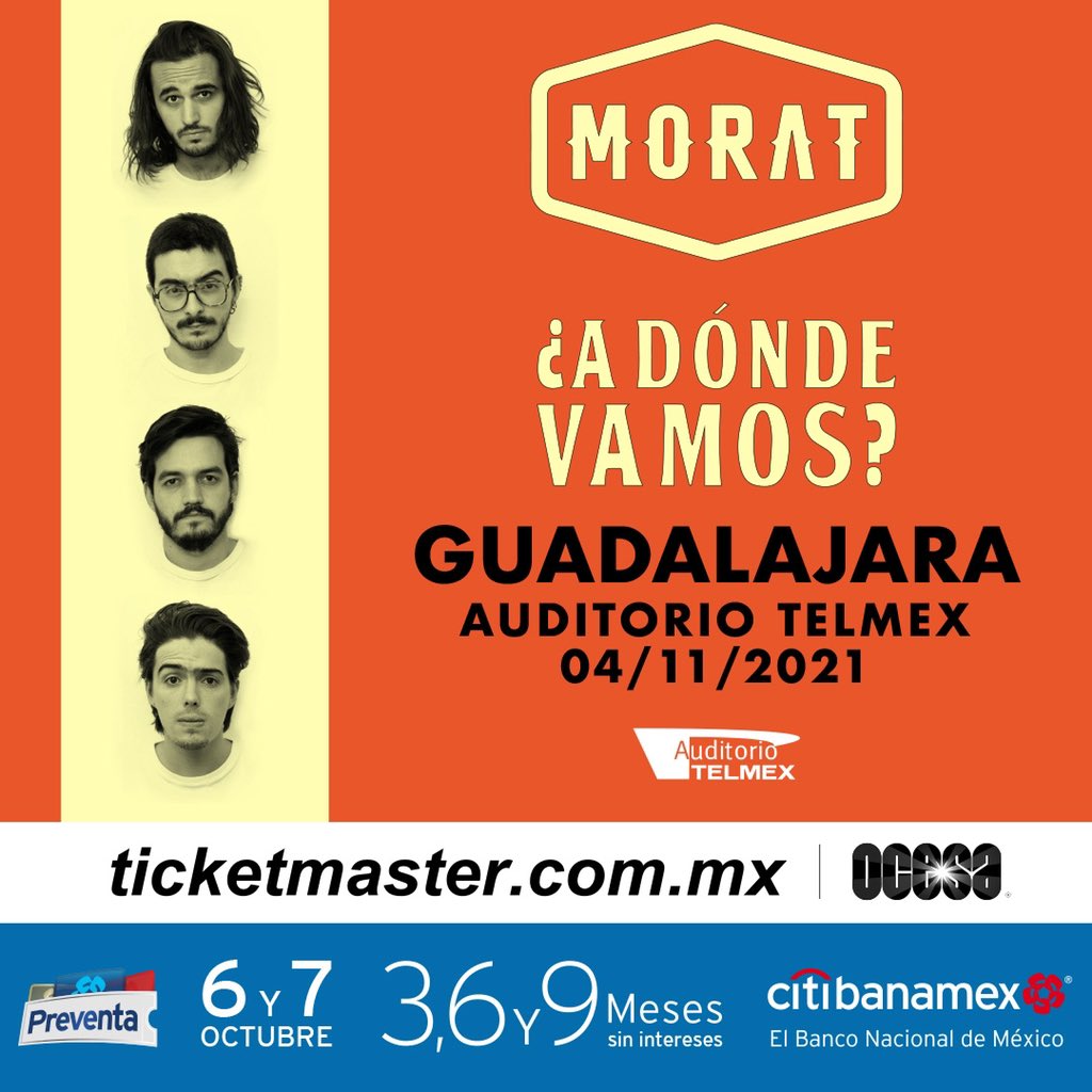AuditorioTelmex's tweet photo. Jueves 4 de noviembre del 2021 ¡MORAT en el Auditorio Telmex!, preventa citibanamex este 6 y 7 de Octubre y venta a público general este 8 de Octubre 11 am. https://t.co/Gxgnv6PAze