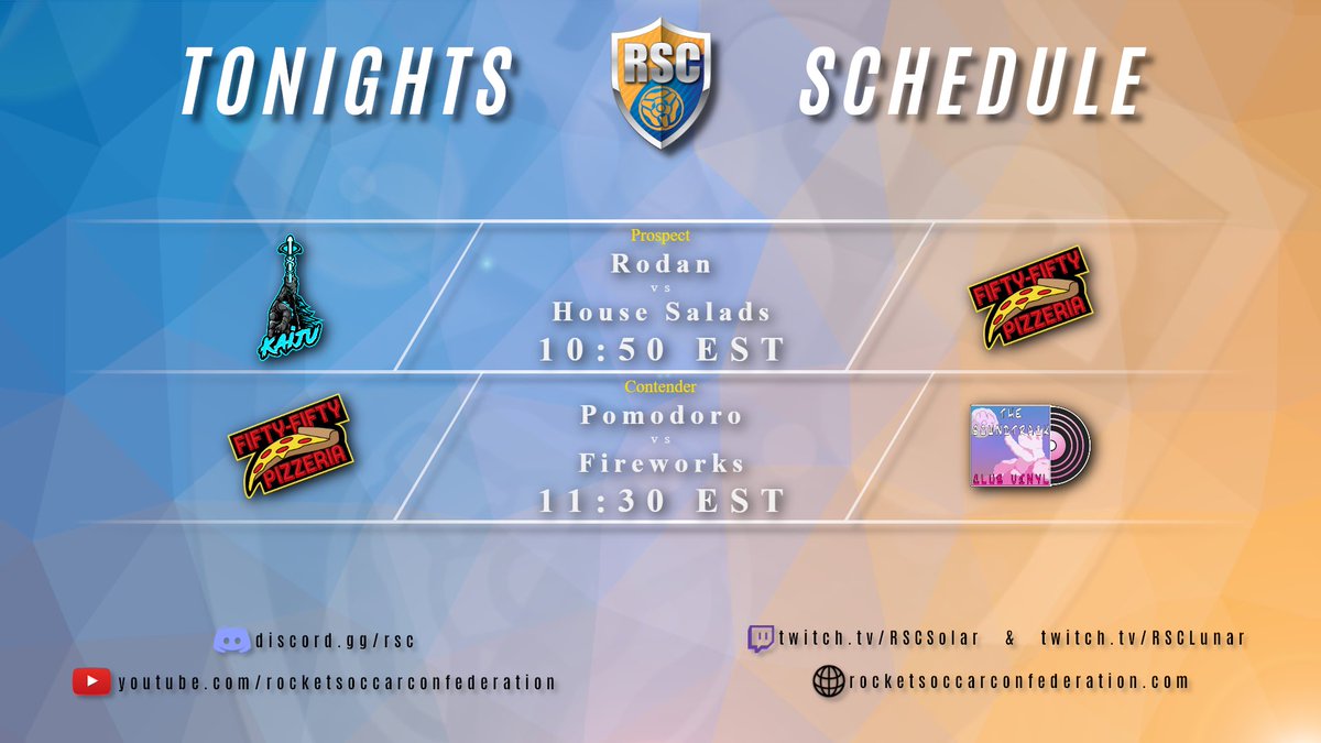 Full night of RSC action ahead of us tonight! Pop into our Solar and Lunar streams! See you tonight and good luck in your matches!