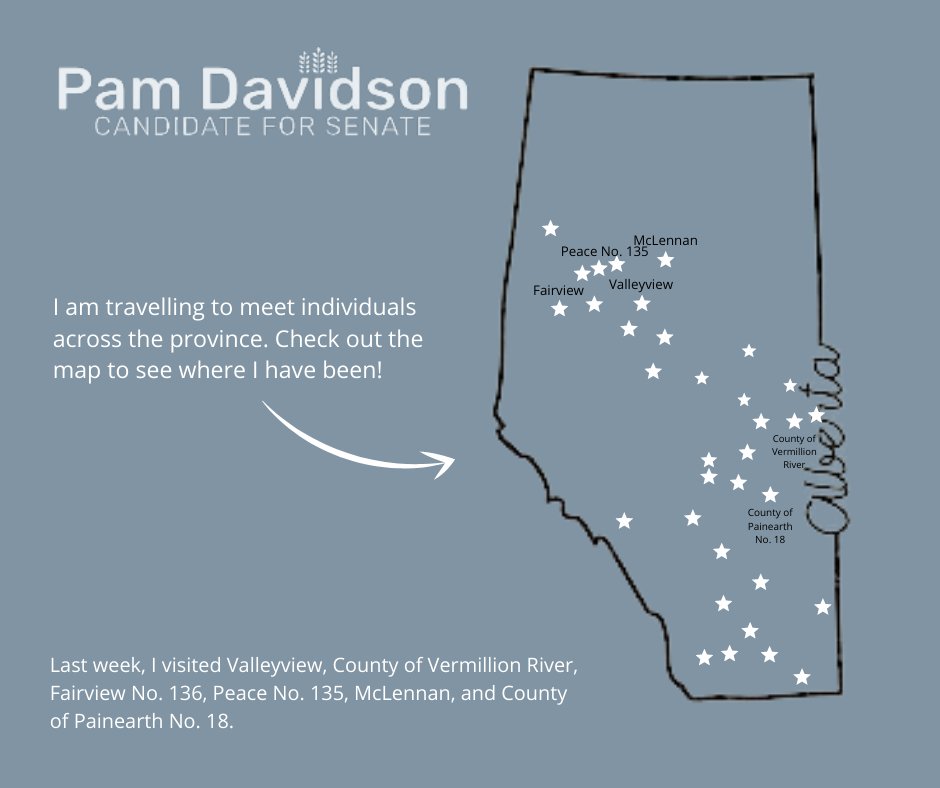 Last week, I visited Valleyview, County of Vermillion River, Fairview No. 136, Peace No. 135, McLennan, and County of Painearth No. 18. #SenCan #cdnpoli #abpoli