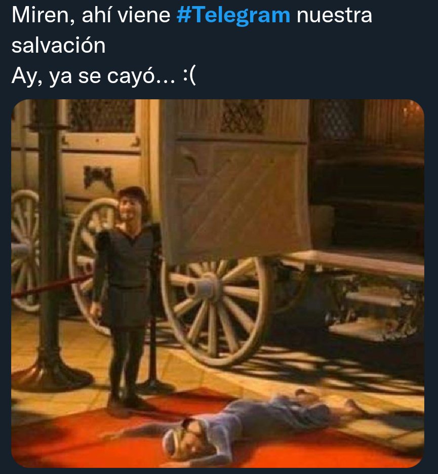 LarrytenaC's tweet photo. Cuando te queda Telegram como alternativa, pero también se cayo 😪 https://t.co/HBhJHFS55w
