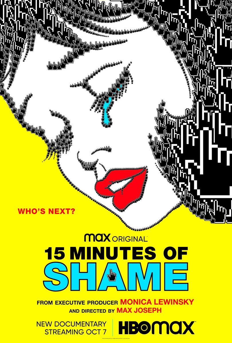MonicaLewinsky's tweet photo. this THURSDAY 7 OCTOBER #15MinutesOfShame starts streaming on @hbomax ... https://t.co/IMp5LPuH2F