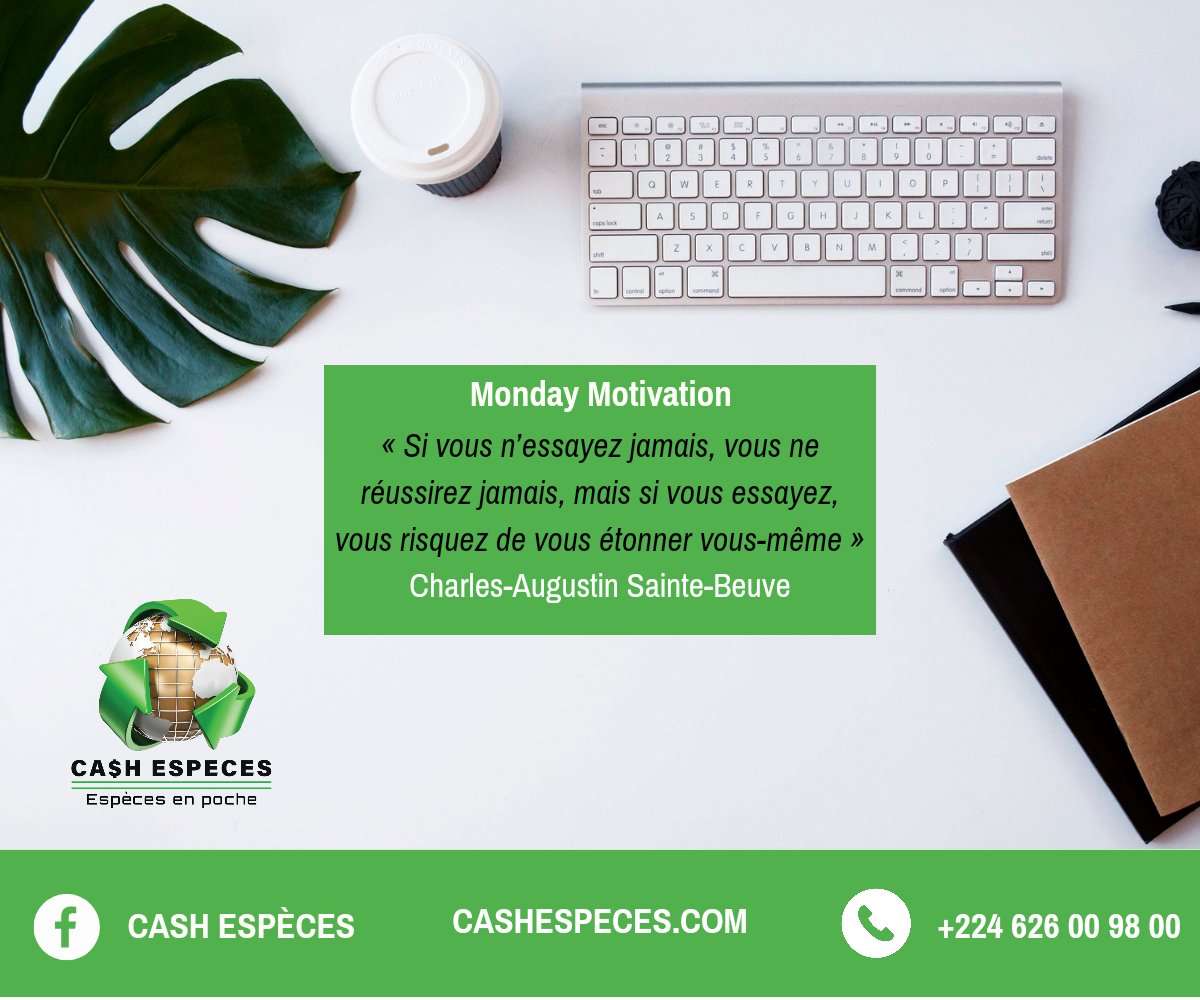 CashEspeces's tweet photo. « Si vous n’essayez jamais, vous ne réussirez jamais, mais si vous essayez, vous risquez de vous étonner vous-même » Charles-Augustin Sainte-Beuve

Excellente semaine à tous 🤗

#CashEspèces #MoneyTransfer #ChangeDeDevises #MondayMotivation #Kibaro https://t.co/LzeYqCRBxa