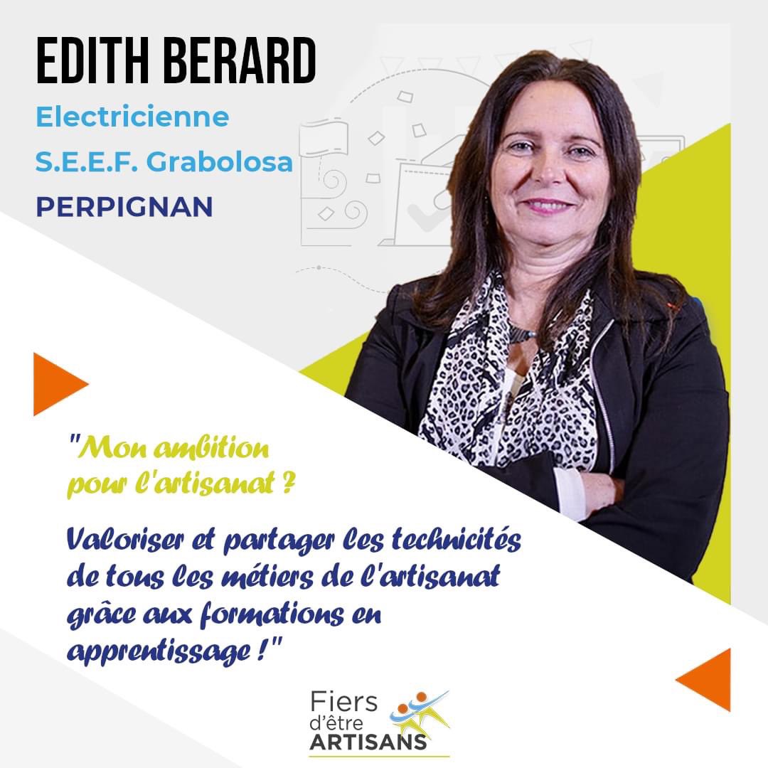 🎯 « #Valoriser et partager les technicités de tous les métiers de l'artisanat grâce aux #formations en #apprentissage ! » c'est l'ambition de Edith Berard, électricienne et dirigeante du l'entreprise Grabolosa !

#FiersArtisans66 #FiersArtisans #artisanat #pyreneesorientales