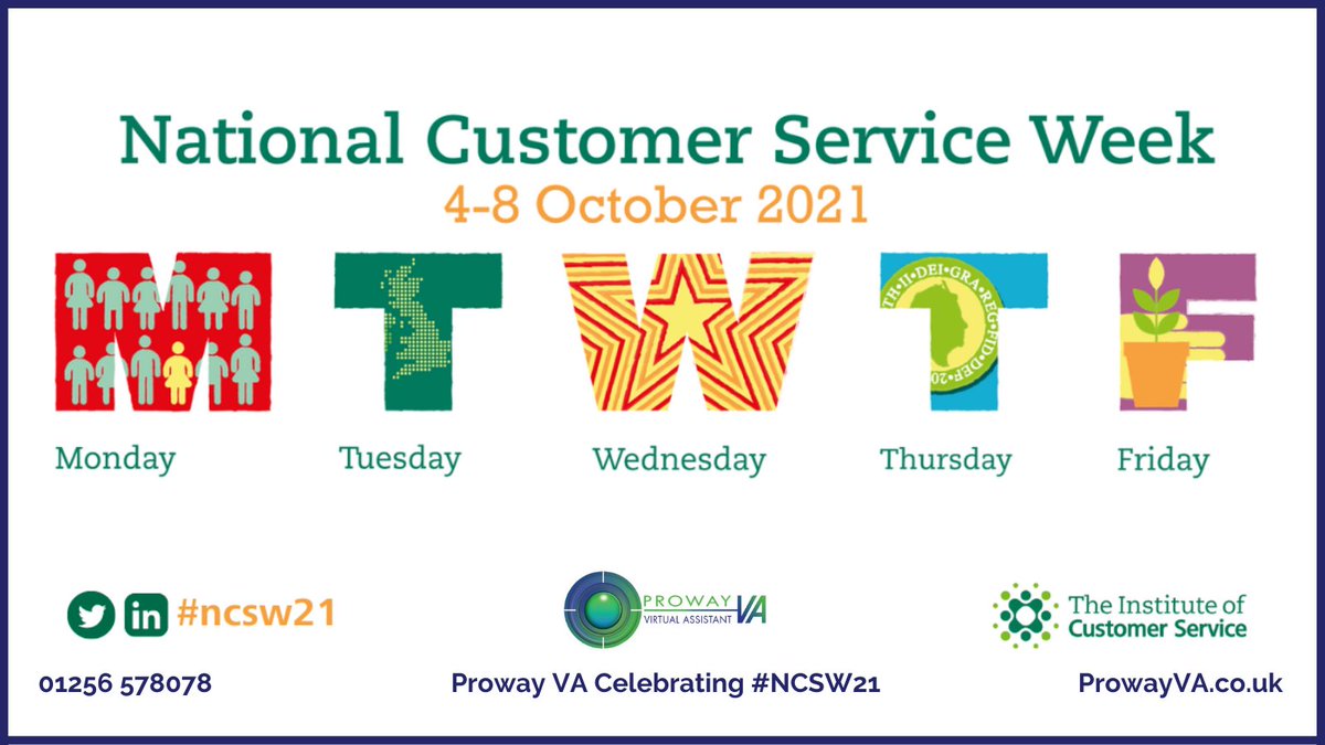 ProwayVA's tweet photo. This week, at @ProwayVA, we're super excited to be celebrating National Customer Service Week #NCSW21 with The @instituteofcs  
#customerservice #CX #callhandling #telephoneanswering #contactcentre  #VA #virtualassistantservices https://t.co/GSmJ1XdKD6