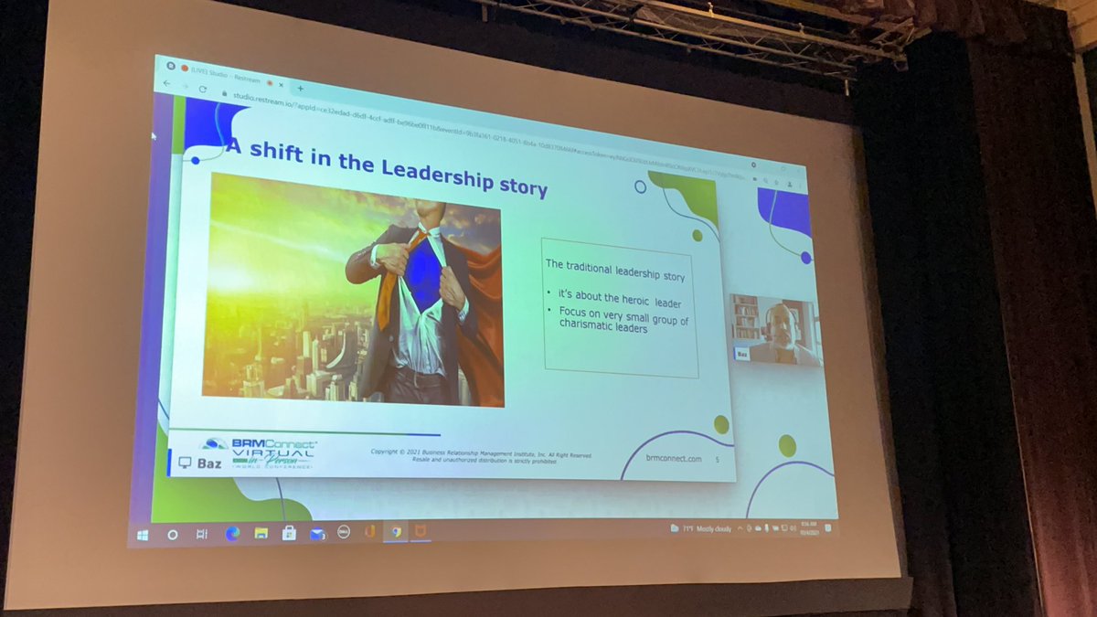 Interesting aspect of a hybrid conference… some in person presentations and some virtual presentations: Baz Barends presenting the #BRMConnect opening keynote virtually from Capetown South Africa.