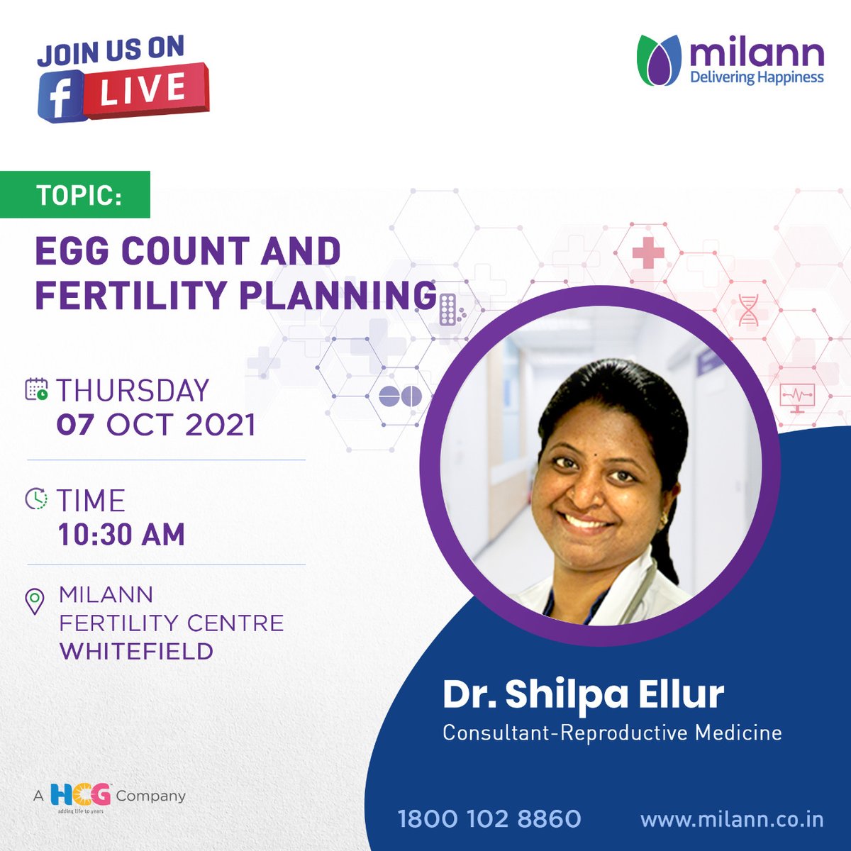 milanncenters's tweet image. Join us for a FB Live session with Dr. Shilpa Ellur, Consultant-Reproductive Medicine at Milann Fertility Centre Whitefield, to know more about Egg Count &amp;amp; Fertility Planning

Save the date: 7th October '2021 

Time: 10:30 AM

#Milann #FertilityCenter #EggCount #FertilityPlanning
