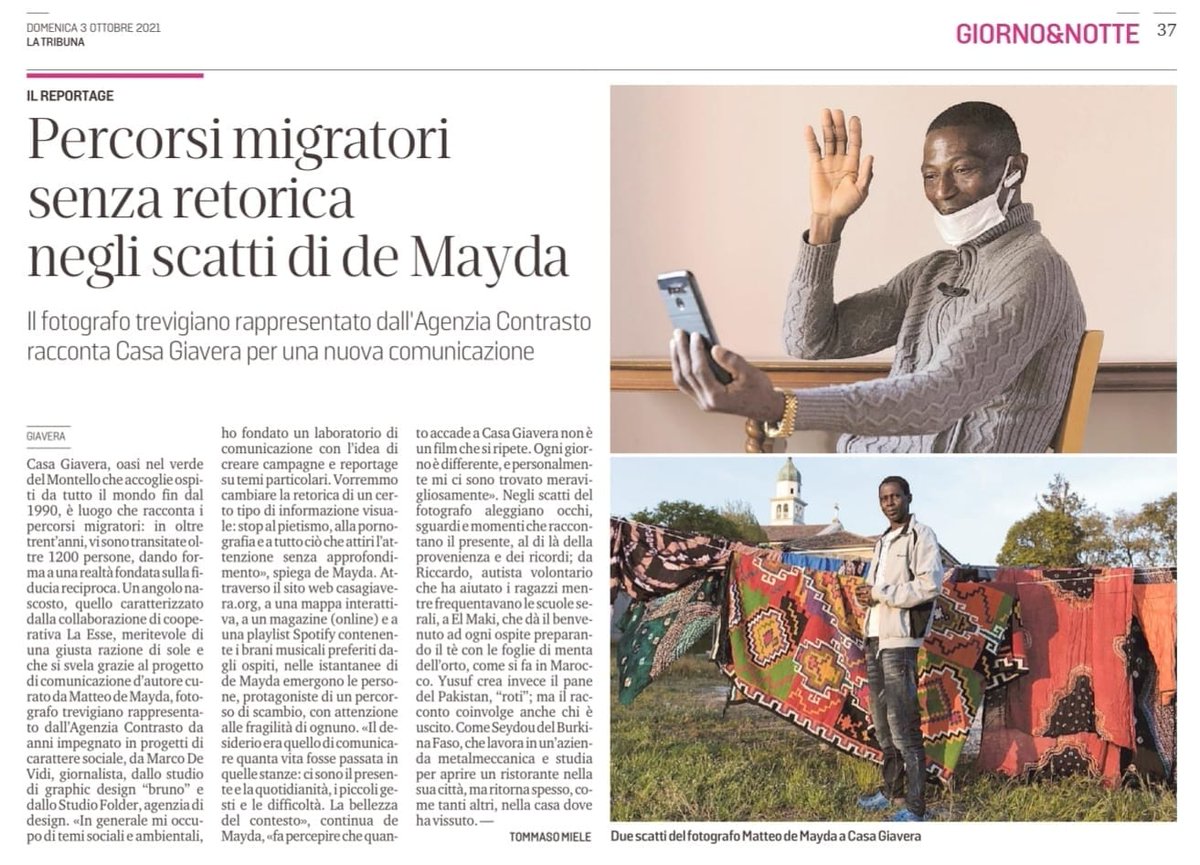 Marco De Vidi (@marcodevidi) on Twitter photo La <a href="/tribuna_treviso/">tribuna di Treviso</a> parla del progetto di comunicazione realizzato per Casa Giavera, con @matteodemayda, <a href="/studiofolder/">Studio Folder</a> e #bruno.
Un sito, un magazine e una playlist per raccontare una casa di accoglienza gestita da <a href="/laessecoop/">La Esse</a>
e <a href="/CaritasItaliana/">Caritas Italiana</a>.
#Giavera #Treviso #CasaGiavera La <a href="/tribuna_treviso/">tribuna di Treviso</a> parla del progetto di comunicazione realizzato per Casa Giavera, con @matteodemayda, <a href="/studiofolder/">Studio Folder</a> e #bruno.
Un sito, un magazine e una playlist per raccontare una casa di accoglienza gestita da <a href="/laessecoop/">La Esse</a>
e <a href="/CaritasItaliana/">Caritas Italiana</a>.
#Giavera #Treviso #CasaGiavera