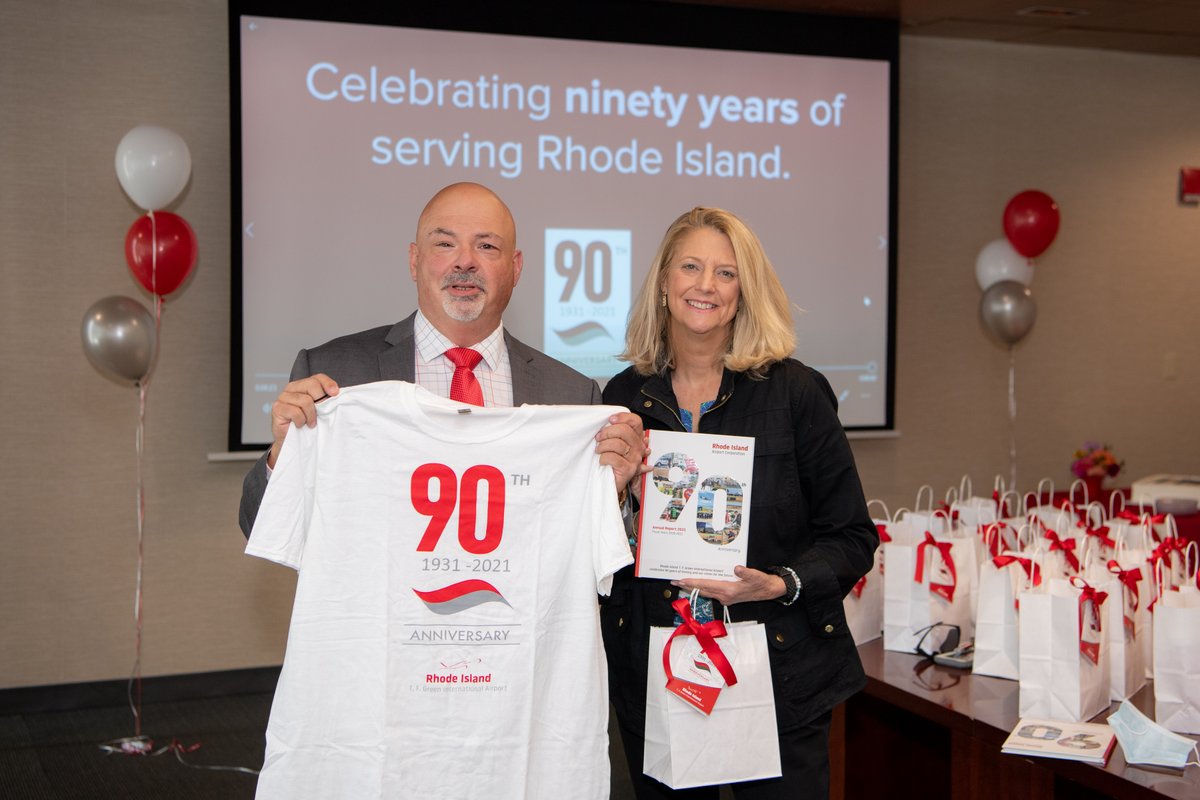IFlyRhodeIsland's tweet photo. It's been 1️⃣ week since we celebrated our 90th anniversary at #PVD! Sharing a few highlights from the big day 🎉 🎉 🎉 #PVD90 https://t.co/davzUDxqE6