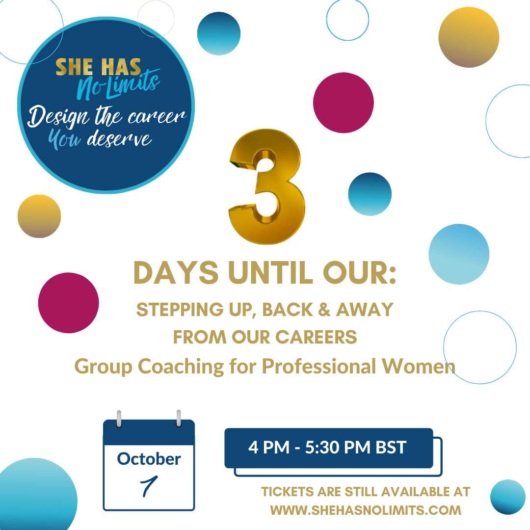 3 days to go until our group coaching session! Have you grabbed your FREE ticket yet?

Join us on Thursday 4PM BST where we'll talk about how to plan a career break and/or a return to work, through to identifying the skills gained during the time off!

ow.ly/E7ZQ50GlcmN