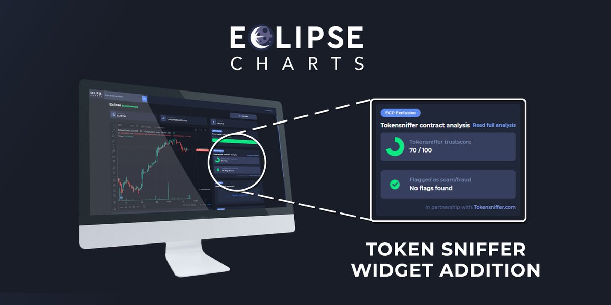 token_eclipse's tweet image. Our first partnership and the first step of our marketing plan has just been executed! We have implemented a Tokensniffer widget that can be used on all tokens. This way, visitors can quickly get information if the contract is a scam/hack #eclipsecharts #eclipsetoken #BSCGem 🚀