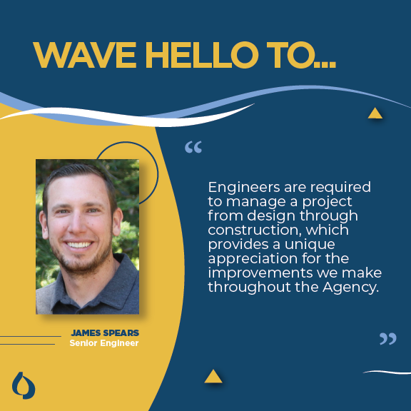 IEUAwater's tweet photo. Happy Water Professionals Appreciation Week! Celebrate our staff with us as we Wave Hello to… James Spears, a Senior Engineer in the Technical Services Division. James has been with IEUA for over six years! #wavehello #ieuawater #leadership #CAwater #WPAW #WeAreCAWater https://t.co/XZUcAiF50k