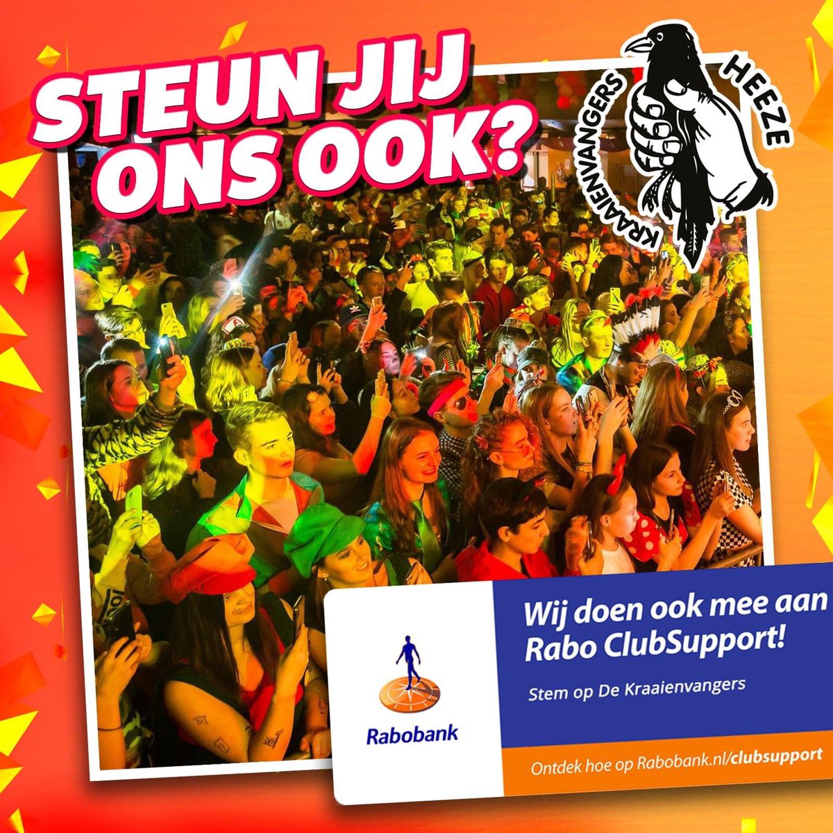 Na een jaar afwezigheid zijn we inmiddels weer volop bezig met de voorbereidingen voor carnaval 2022! 🎊🥳 En daarvoor kunnen we alle steun gebruiken. Stem je op ons via Rabo ClubSupport? Rabobank.nl/clubsupport 👉 #RaboClubSupport #RabobankHeeze #Heeze #carnaval
