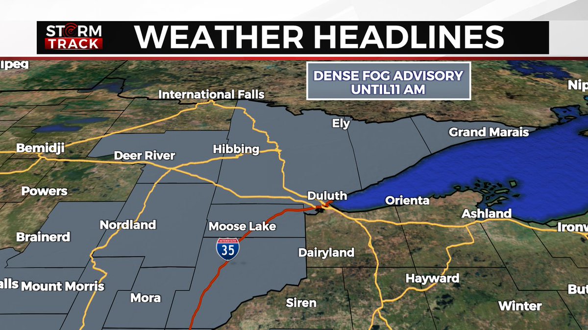 ADVISORY EXTENDED: The Dense Fog Advisory has been allowed to expire in northwest Wisconsin, but it has been extended in northeast Minnesota where visibility below 1/4 mile remains possible until 11 am. https://t.co/m1jeVBps4I https://t.co/xqyLyW5t7f
