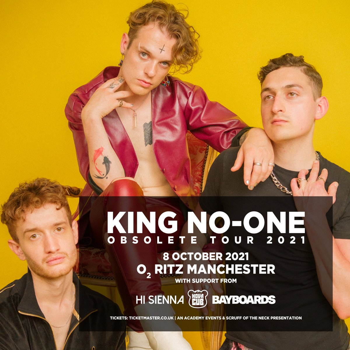 O2RitzManc's tweet photo. ICYMI / This Friday 08 October, dynamic alt-pop trio @KNOmusicUK play their headline show at O2 Ritz Manchester! Joining them are guests @hisiennaband, @bayboardsuk & @novacubmusic
Tickets on sale now at @TicketmasterUK #kingnoone #hisienna #bayboards #novacub https://t.co/yjHAqWCuqh