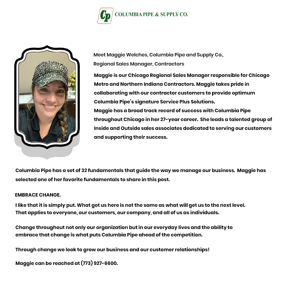 ColumbiaPipeCo's tweet photo. Meet Maggie Welches, Columbia Pipe and Supply Co., Regional Sales Manager, Contractors
.
Visit for more: https://t.co/04k3y7ru99
.
#columbiapipe #staysafewashhands #watertap #healthcare #covid19 #safety #bestquality #smartsanitary #residential #commercial https://t.co/iUkftlMKHY