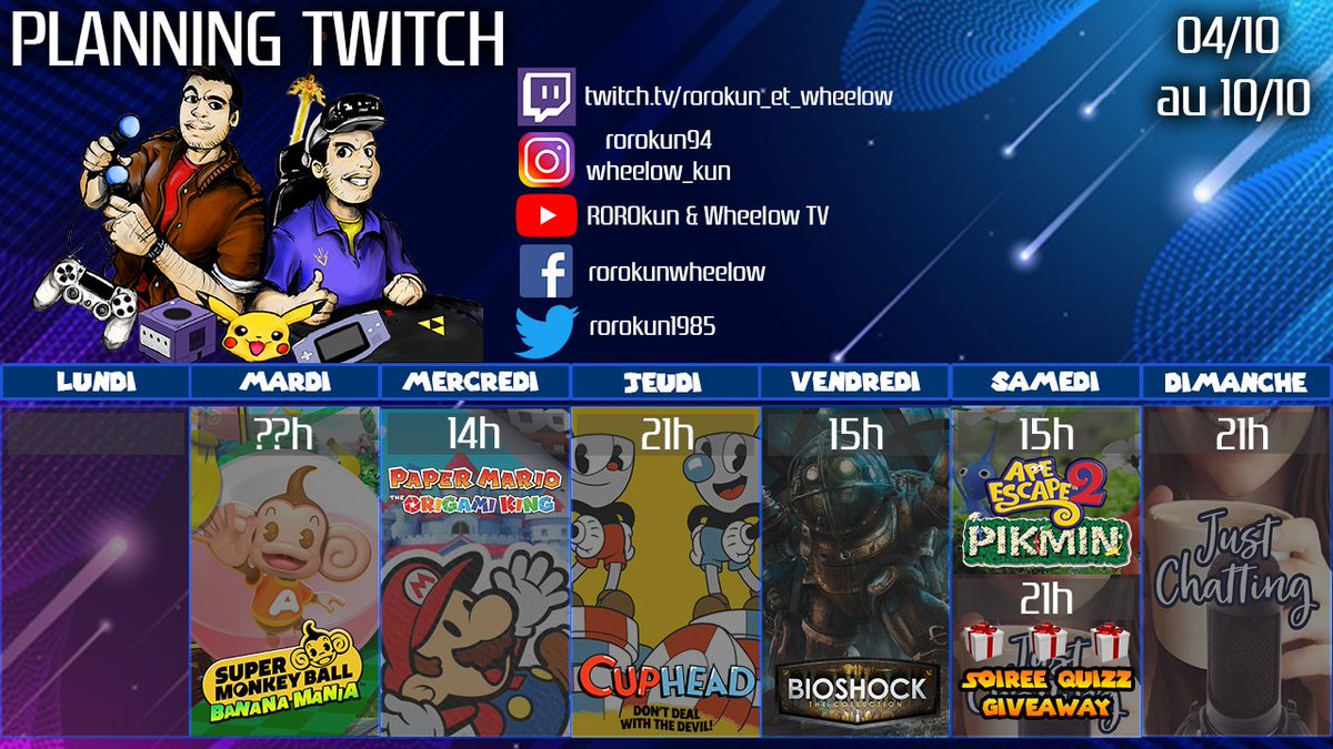rorokun1985's tweet photo. Nouveau planning Twitch 🎉🎉🎉 https://t.co/tvblWpKG46
