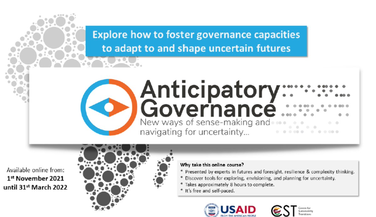 @CentreforCST in partnership with the @USAID Resilient Waters Program, is excited to announce a free online training on “Anticipatory Governance: New ways of sense-making and navigating for uncertainty.” openlearning.unesco.org/courses/course… @Rikatier @TanjaHichert @SAPECS_TWEETS