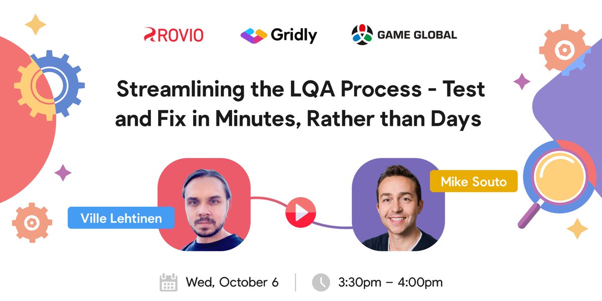 Hooray! We are attending #GameGlobe2021! 🎉 Discover a streamlined pipeline for quick and simple LQA bug fixing today! 

Important details of this Talk is as under:
👉October 6th, 15:30 CEST
👉Hosted by <a href="/Rovio/">Rovio</a> and @Gridly