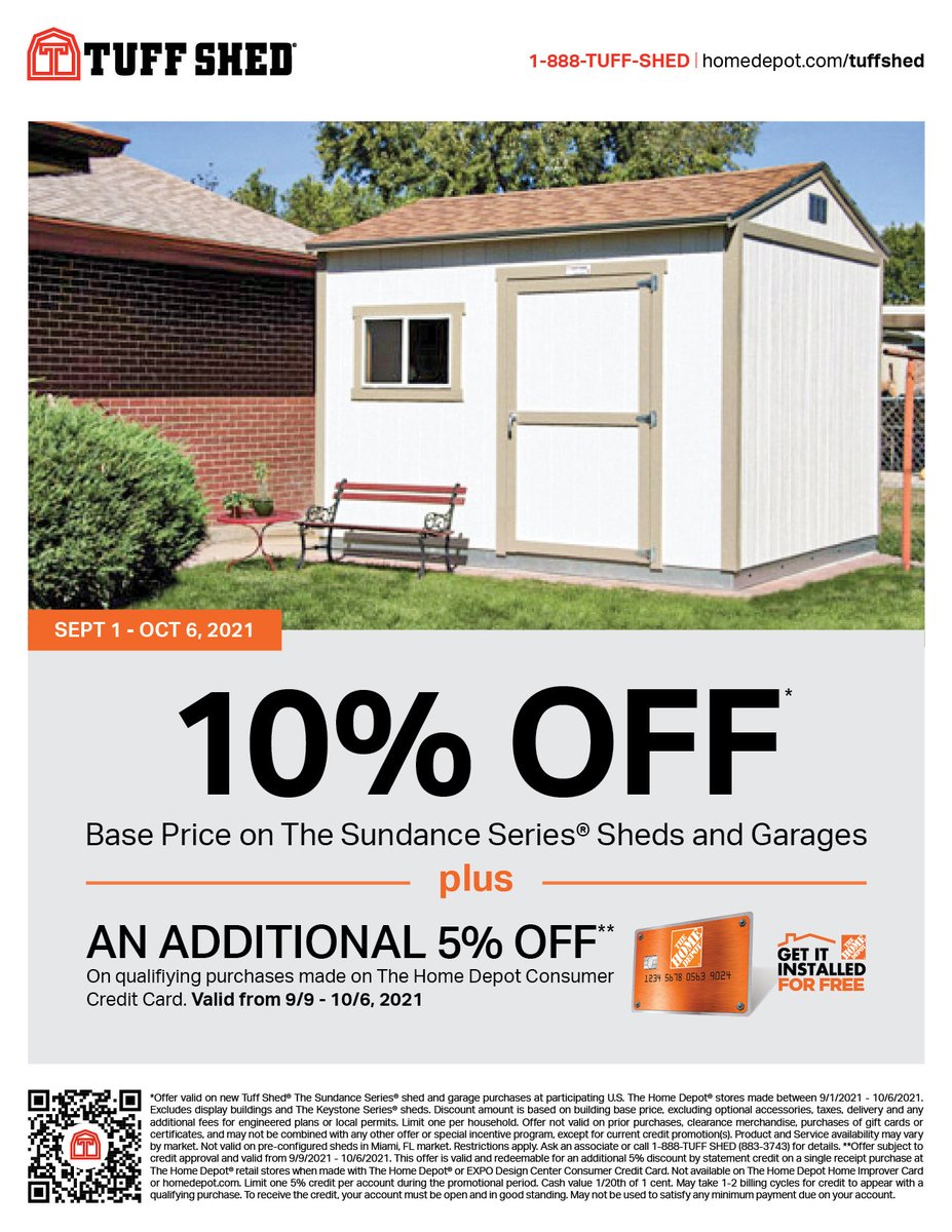 Get it before it’s gone!!! 10% plus on Sundance Series of Sheds Plus 5% statement credit on HDCC!! ⁦<a href="/NeriWilliams/">Neri Williams</a>⁩ ⁦<a href="/BrianTUFFSHED/">BrianTUFFSHED</a>⁩ ⁦@conniewalton17⁩ ⁦<a href="/MarkDMiller13/">月月</a>⁩ ⁦@kylerey81⁩