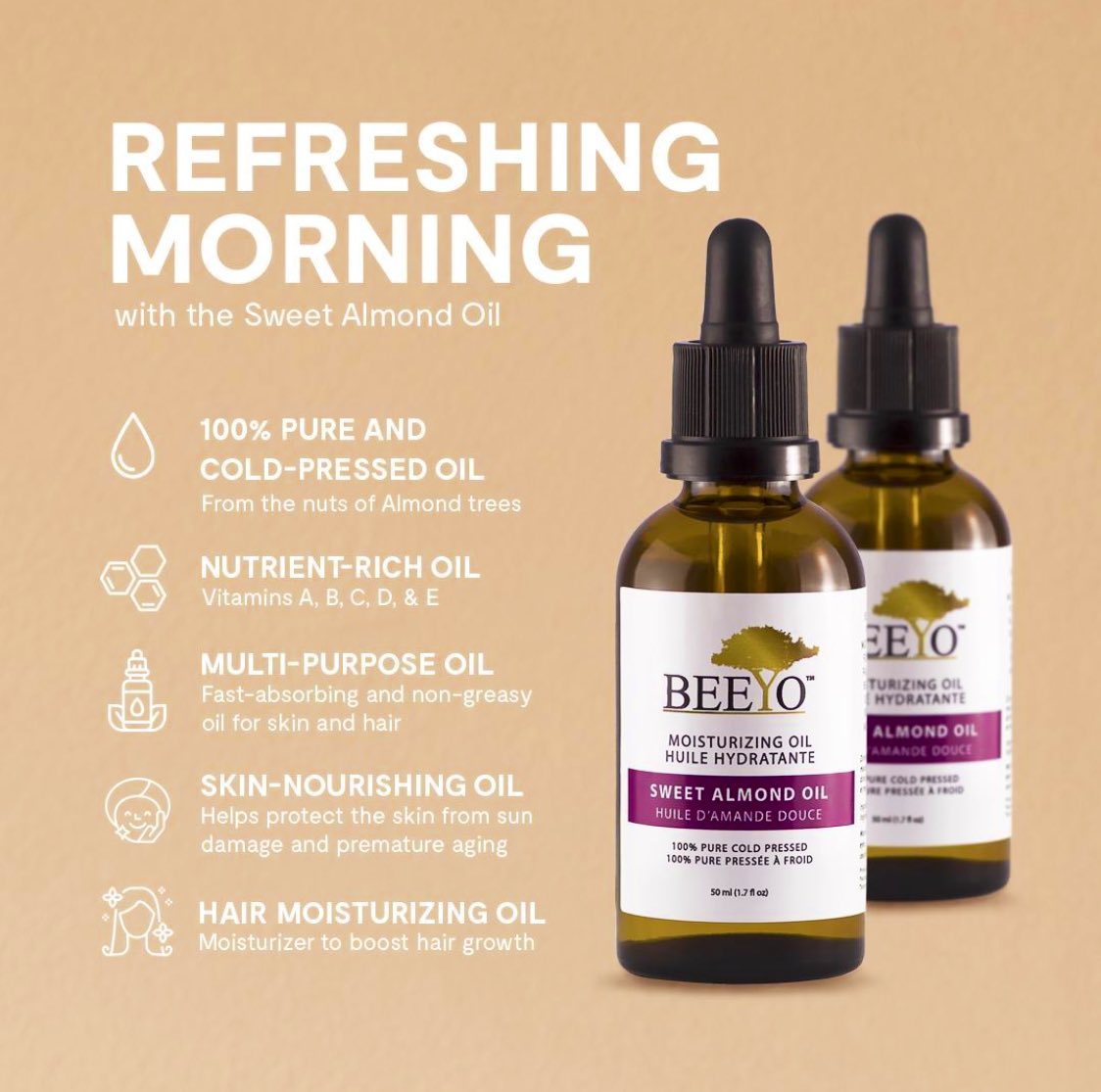 BeeyoLtd's tweet photo. Make your mornings more refreshing as you reduce puffiness and under-eye circles with Beeyo's Soothing Sweet Almond Oil which is rich in vitamins and essential fatty acids. https://t.co/xQdV0Yvj4s