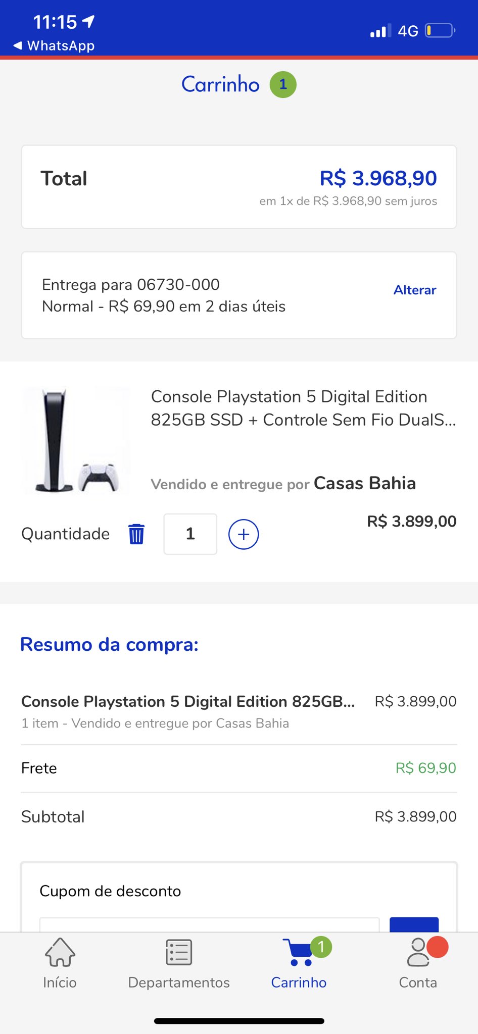 Console PlayStation 5 Digital Edition 825GB SSD - 1 Controle