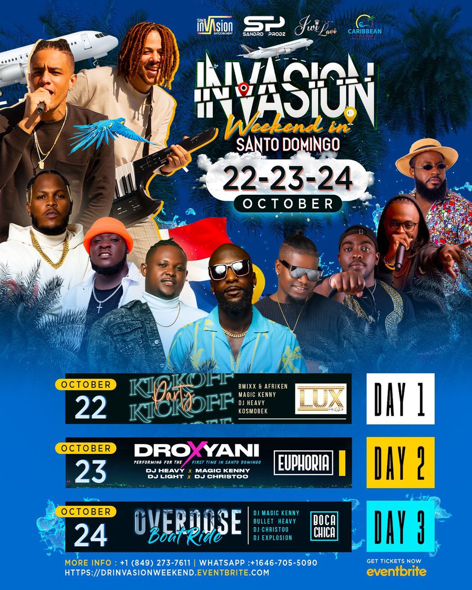 CarlRLatortue_'s tweet photo. INVASION Week end in 🇩🇴

23-23-24 Oct 

Ou Wèl 🔥🔥🔥 https://t.co/41mkjwv3xe