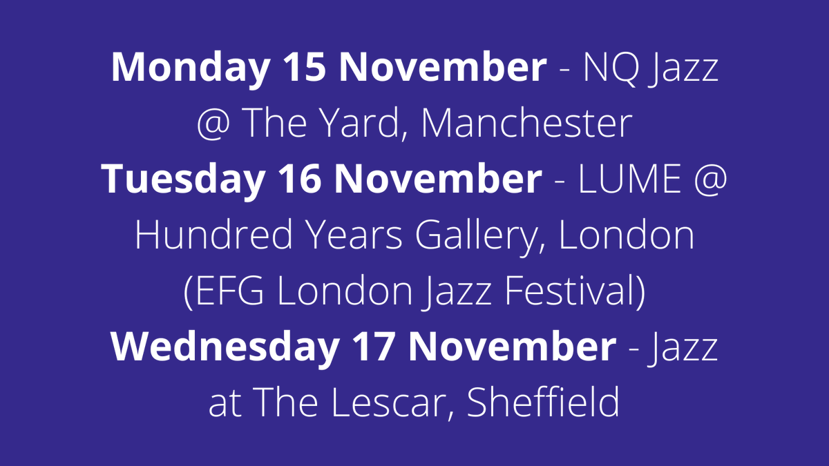 If you’ve been loving Motherboard Pinball like we have, you can catch <a href="/oli/">Oli</a>.kuster <a href="/cyrill/">cy</a>.ferrari <a href="/deebyrnesax/">Dee Byrne</a> ON TOUR!

Dates and venues are below:

@lumemusiclondon @nqjazz <a href="/theyard_mcr/">The Yard</a> @jazzatthelescar <a href="/thelescar/">The Lescar</a> @hundred_years_gallery <a href="/londonjazzfest/">EFG London Jazz Festival</a>