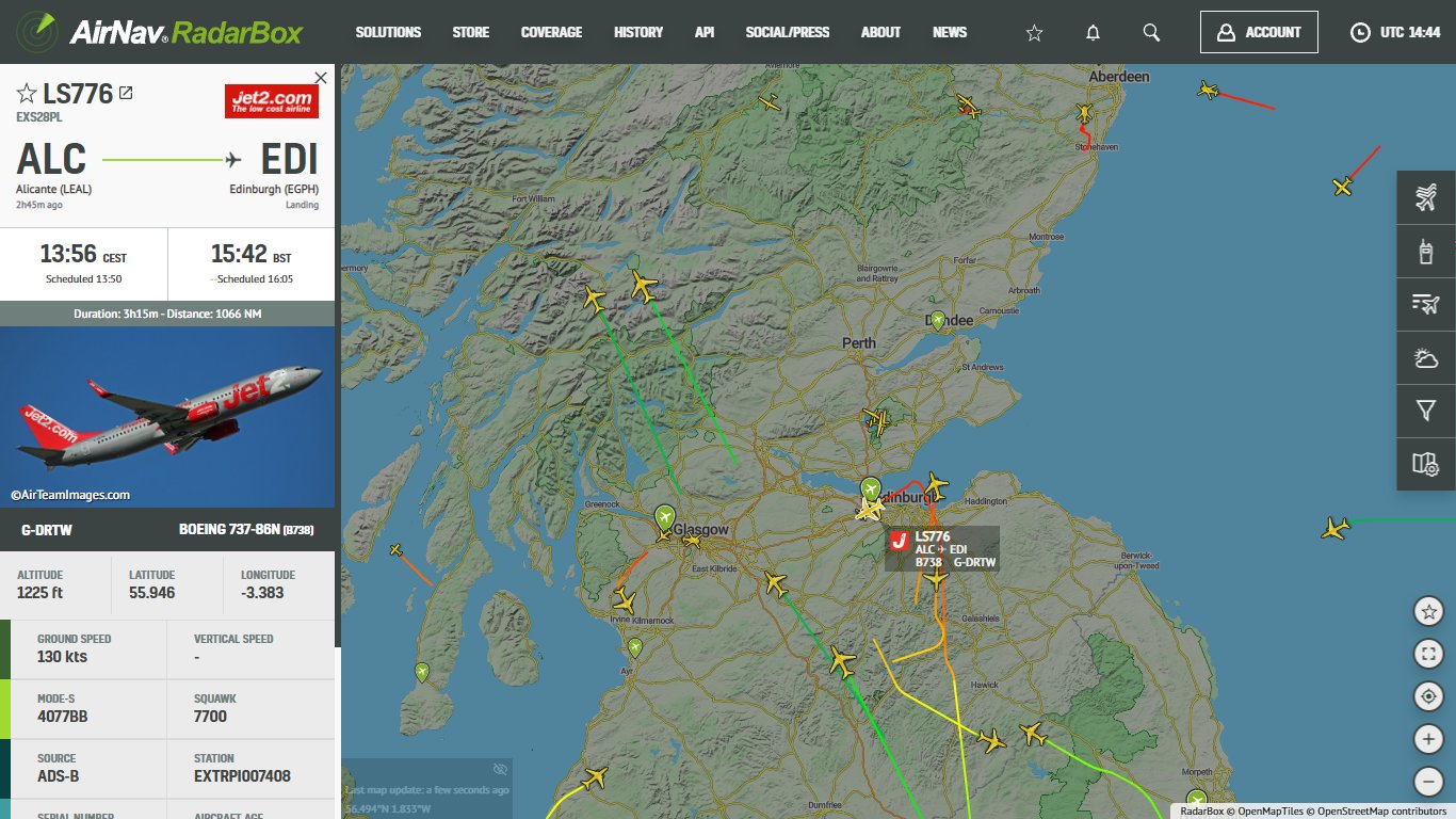 RadarBox on Twitter "Jet2 flight LS776 from Alicante (ALC) to