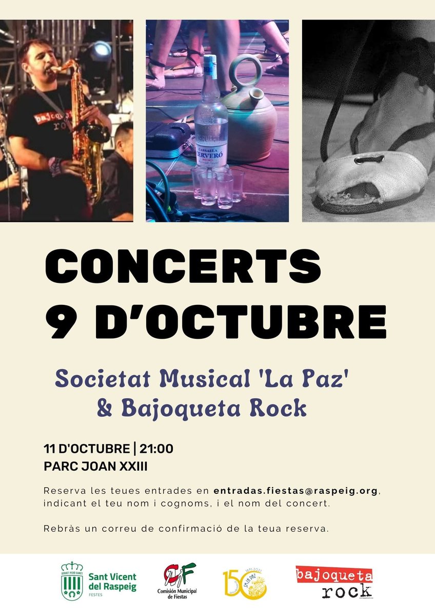 S_Musical_LaPaz's tweet photo. 🔊VUELVE BAJOQUETA ROCK🔊

Volvemos a actuar con bajoqueta sinfónica en San Vicente.

Será el próximo lunes 11 de octubre a las 21h 

Reserva previa entradas
(Enviar email con nombre completo indicando concierto)👇

entradas.fiestas@raspeig.org

Os esperamos!!😄🤘 https://t.co/5f2cXBdzFe