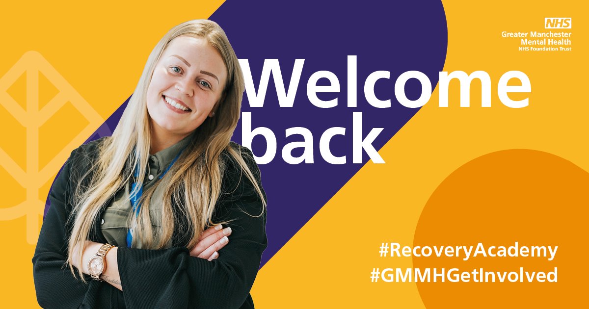 GMMH_NHS's tweet photo. The Recovery Academy is back, with a range of free face-to-face courses to help promote and manage good mental health and wellbeing, and we can’t wait to see you! 📙 🎒 💙

Booking is open for venues across the GM! 🙌

Find out more at https://t.co/5BLma0JSqC 

#RecoveryAcademy https://t.co/XdgUegs3zn