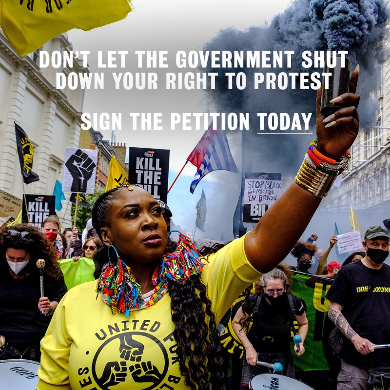 libertyhq's tweet photo. Protest isn't a gift from the State - it is OUR RIGHT

The #PolicingBill is an attack on everyone's right to protest. It must not become law. Sign the petition today.