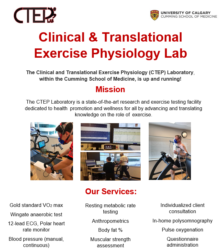 The CTEP Lab is up and running once again! For details or to book a fitness assessment, contact us at cteplab@ucalgary.ca or (403) 220-6191