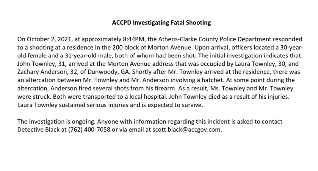 bobpockrass's tweet photo. Athens-Clarke County Police Department on the shooting of former NASCAR driver John Wes Townley: https://t.co/W3j8Xw2iNY
